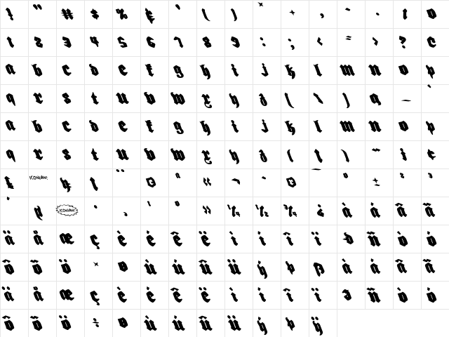 Bierg䲴en Leftalic Leftalic  glyph index