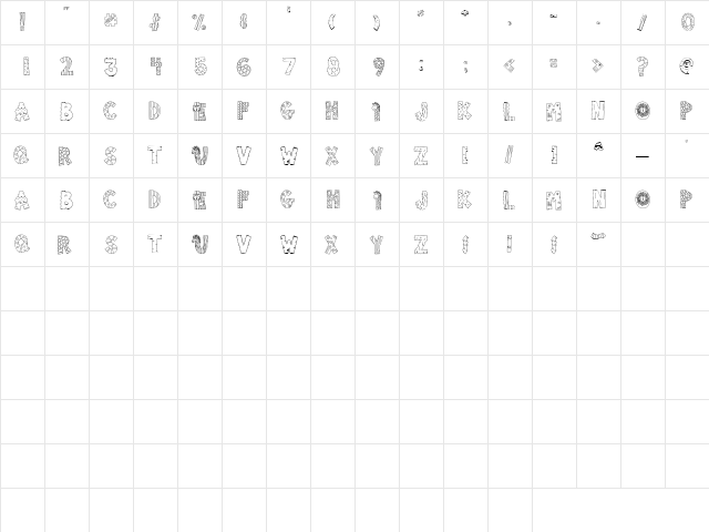Doodle Zoo Regular  glyph index