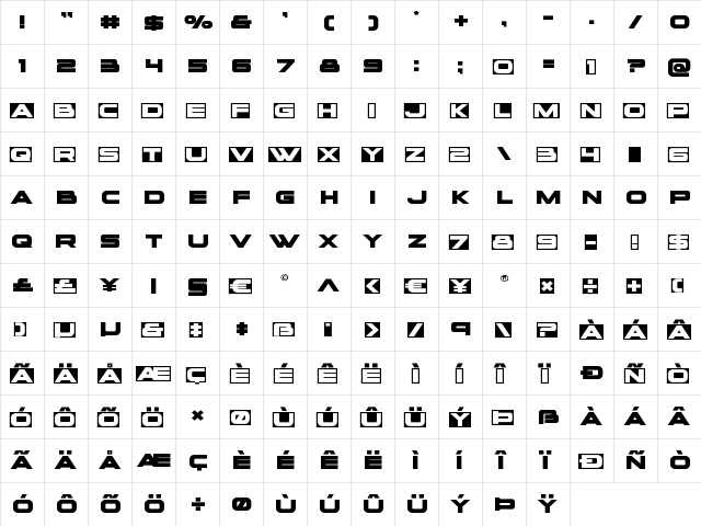 voxBOX Expanded Expanded  glyph index