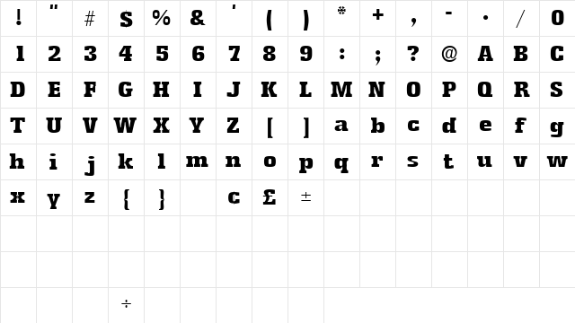 KamanSSK Regular  glyph index