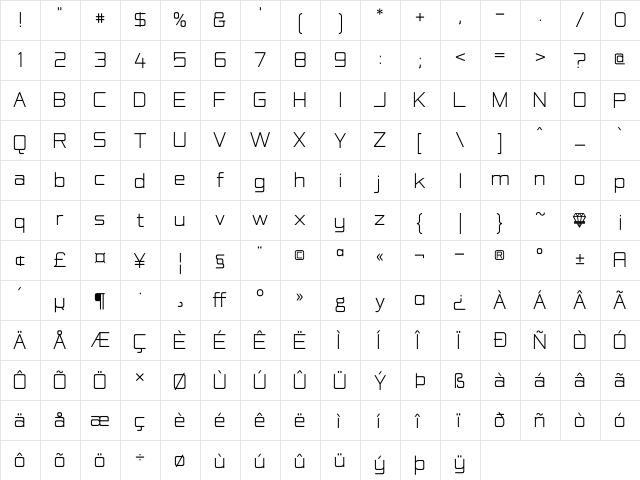 Etched Fractals Regular  glyph index