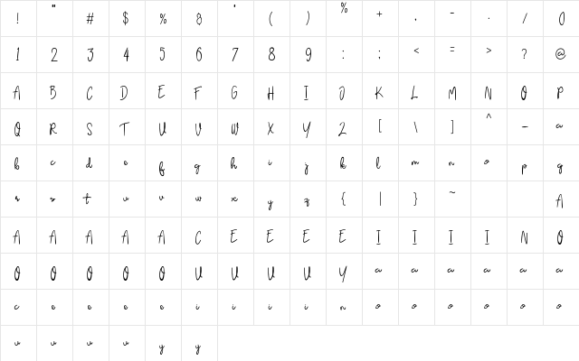 Elsa Sayonara Regular  glyph index