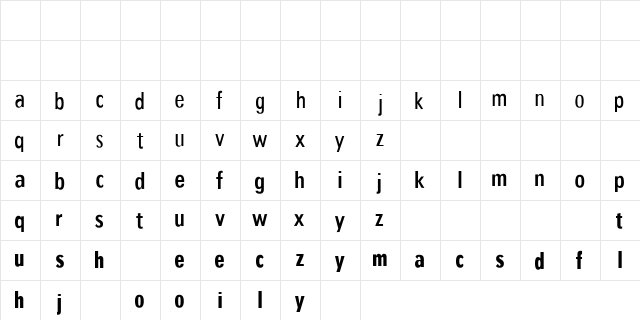 Skyline Regular  glyph index