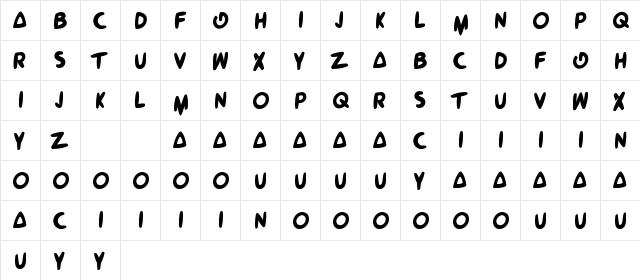 Alex Grima Font Regular  glyph index