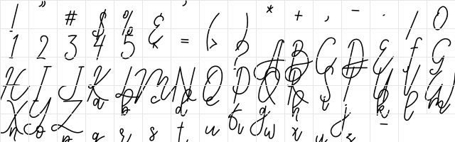 Karyland Regular  glyph index