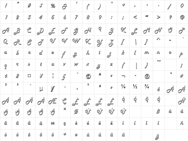 UKIJ Diwani Kawak Regular  glyph index