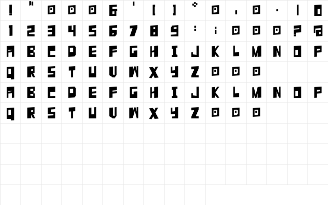 Waterloo Regular  glyph index