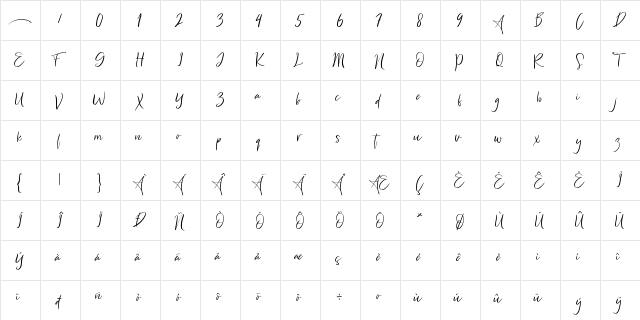 Freaks Regular  glyph index