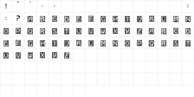 EricanOrnateCapsSSK Regular  glyph index