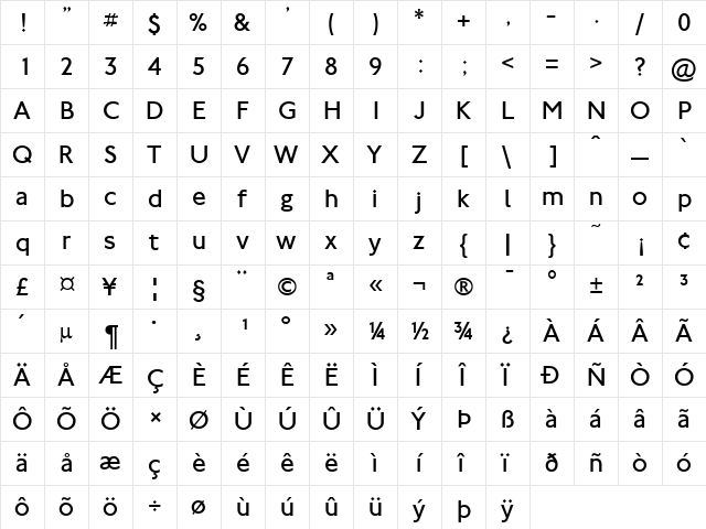 NewJohnstonLight Regular  glyph index