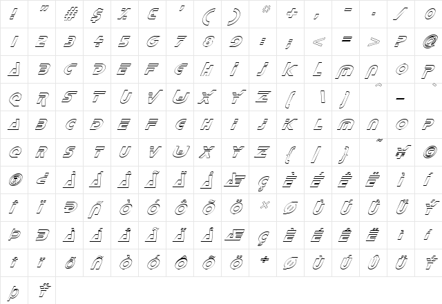FZ UNIQUE 35 HOLLOW ITALIC Normal  glyph index