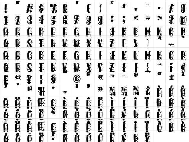 love larry Regular  glyph index