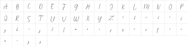 Arandalle Script Regular  glyph index