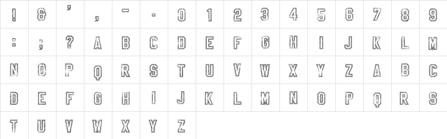 Sablon Up OldOutline  glyph index