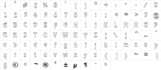 a_RewinderDemiSh Regular  glyph index