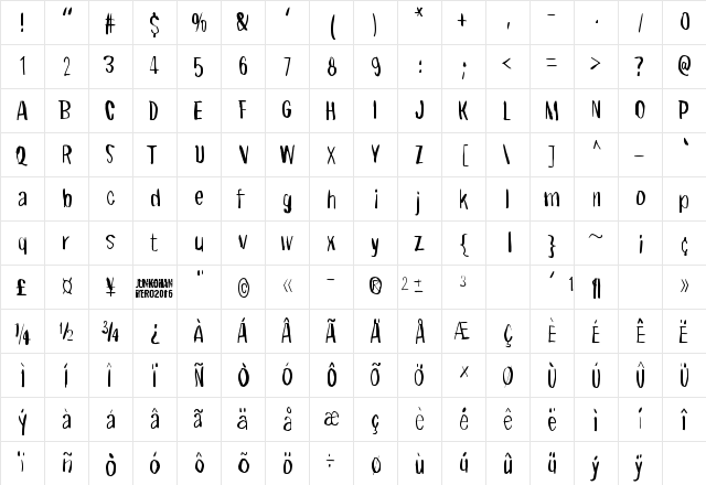Right where it belongs Regular  glyph index