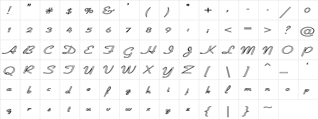 Coronet-SemiBold-Italic HE Regular  glyph index