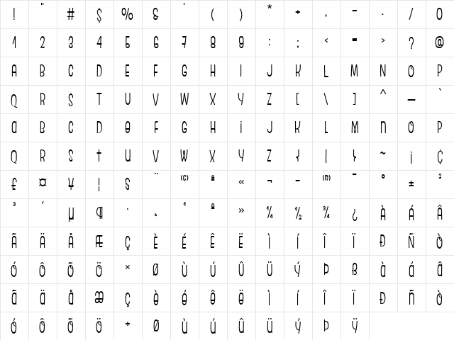 Escalope Soft  glyph index