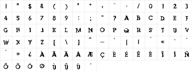 LeftBrain-Normal Regular  glyph index