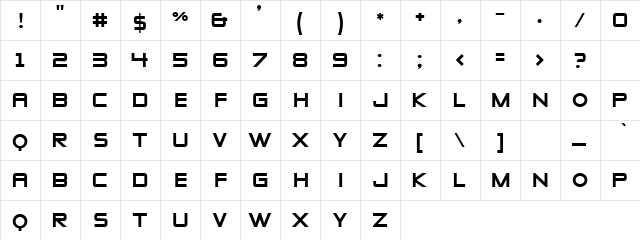 Clockwise Regular  glyph index