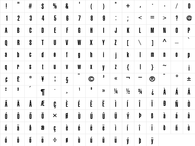 ContextUltraCondSSK Regular  glyph index