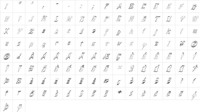 FZ UNIQUE 21 HOLLOW ITALIC Normal  glyph index