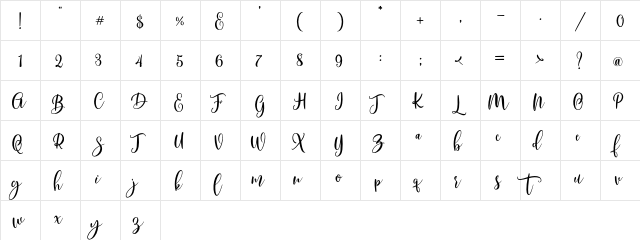 Scoothlane Script Demo Version Regular  glyph index