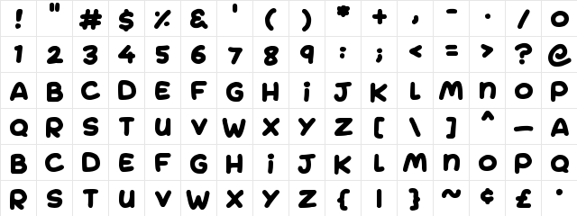 Jumping Regular  glyph index