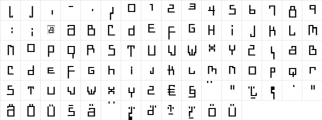 DadasTraces Regular  glyph index