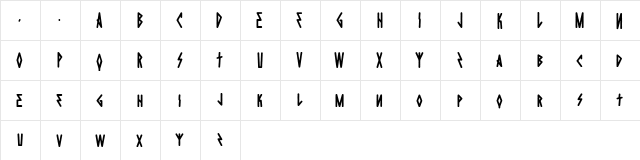 Die Hard Regular  glyph index