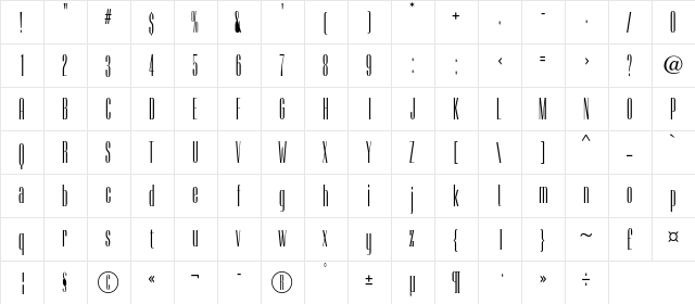 CamertonCC Regular  glyph index