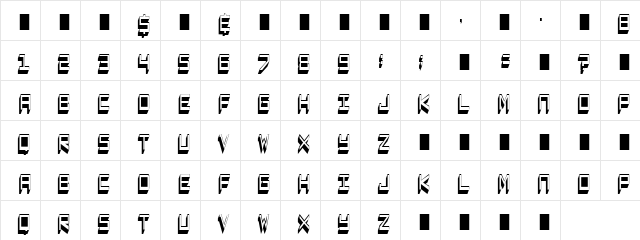 Captain Lethargic Regular  glyph index