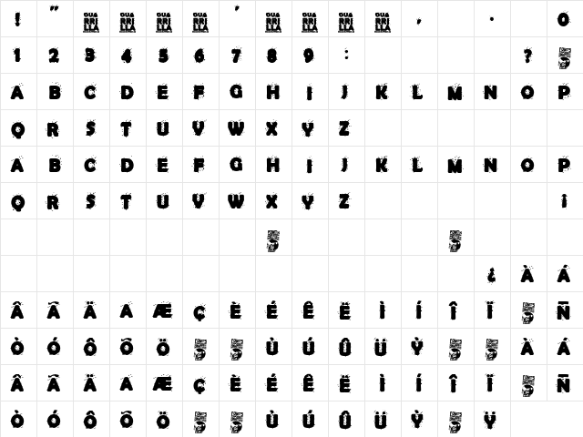 Guarrilla Regular  glyph index