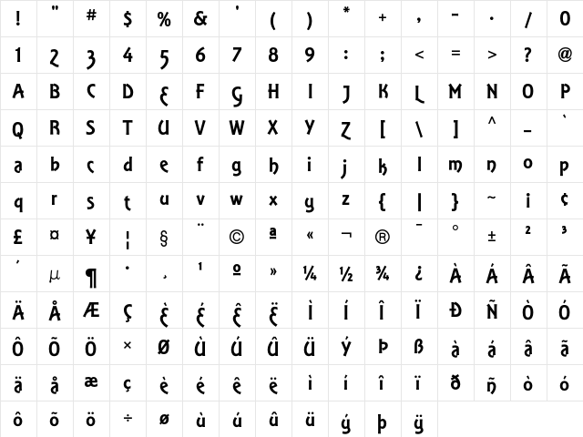EquinoxICG Alt  glyph index