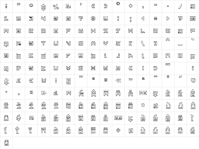RayzorSharp Outline Regular  glyph index