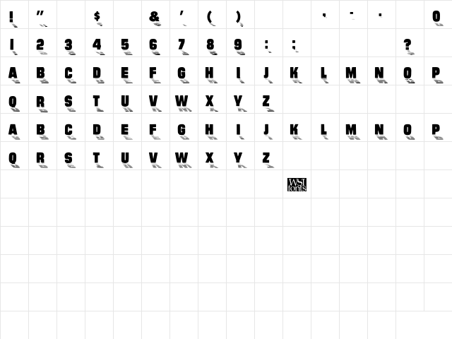 SundownDisplayCaps Regular  glyph index