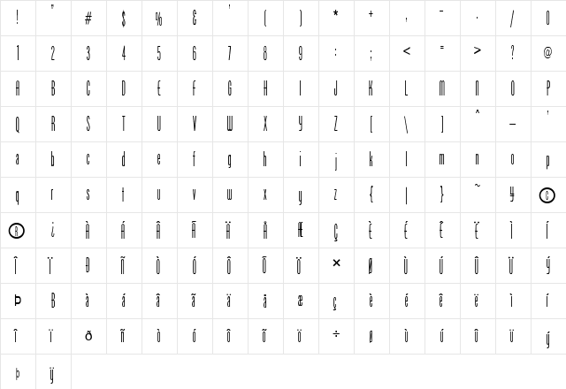 FZ BASIC 51 Normal  glyph index