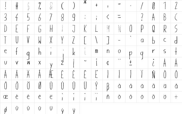 Giraffenhals Bold  glyph index