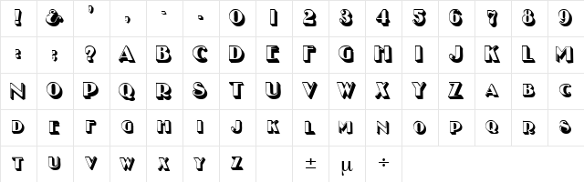 Billboard Regular  glyph index