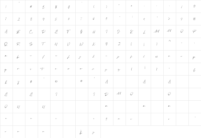 Boldris Regular  glyph index