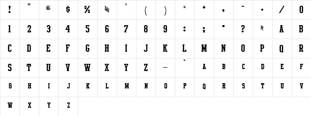 Intramural Small Caps JL Regular  glyph index