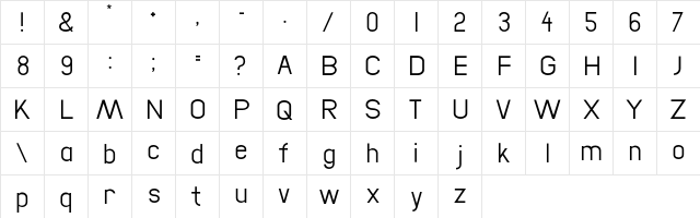 Cata Sans Regular  glyph index