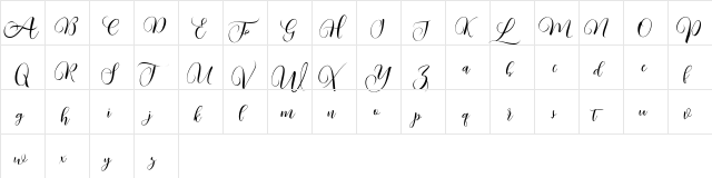 Kimberly Regular  glyph index