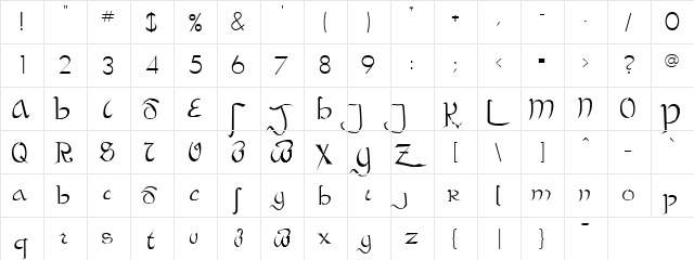 Paneemboo Regular  glyph index