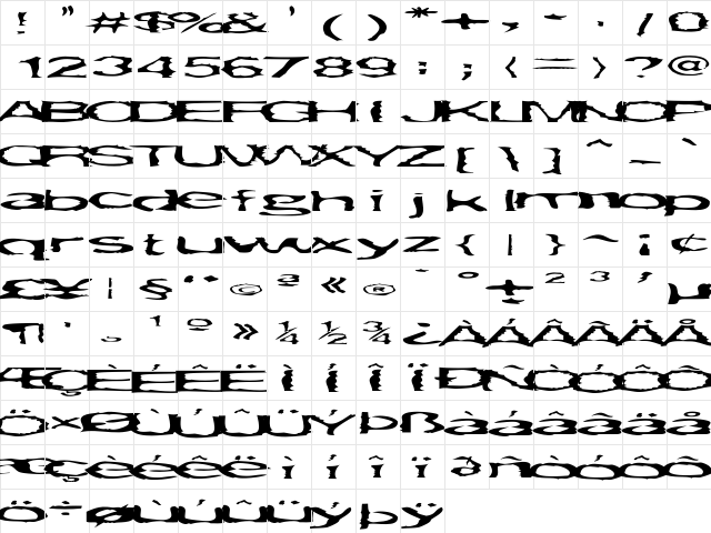 Gargantua Medium  glyph index