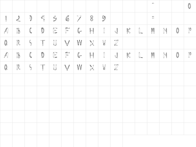 Rusted Machine Regular  glyph index