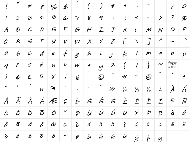 LEHN149 Regular  glyph index