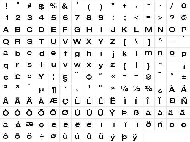 ContextRepriseMediumExpSSK Regular  glyph index