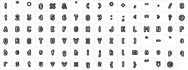 Blippia Regular  glyph index