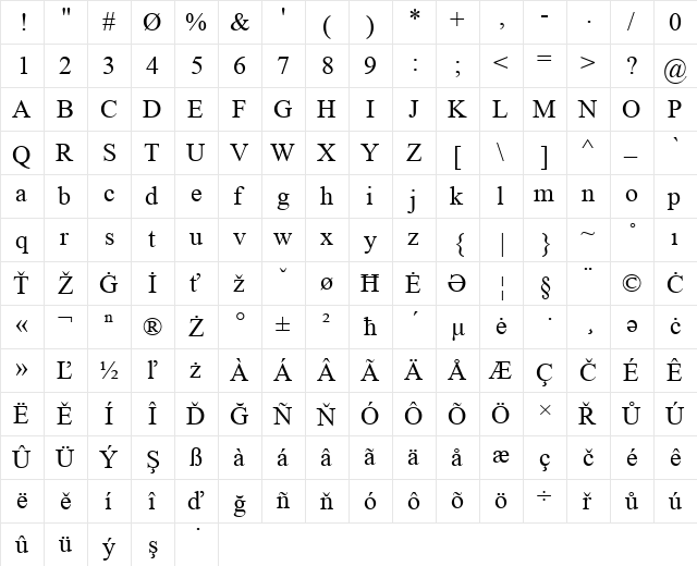 Casy EA Regular  glyph index